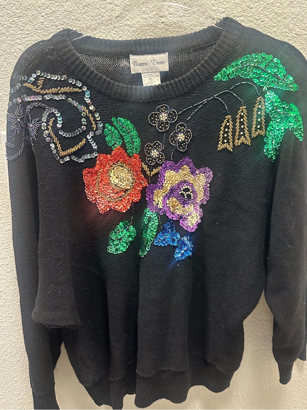 vintage black knit sweater by Bonne Evans